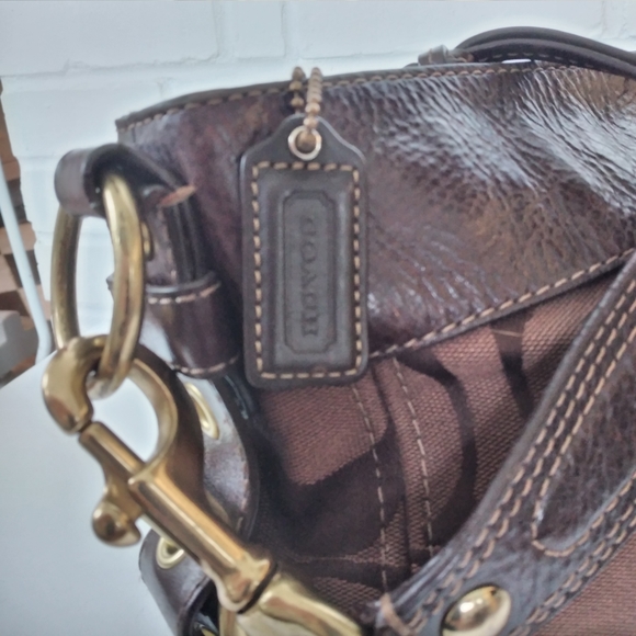 Coach satchel canvas and brown leather - Picture 8 of 10